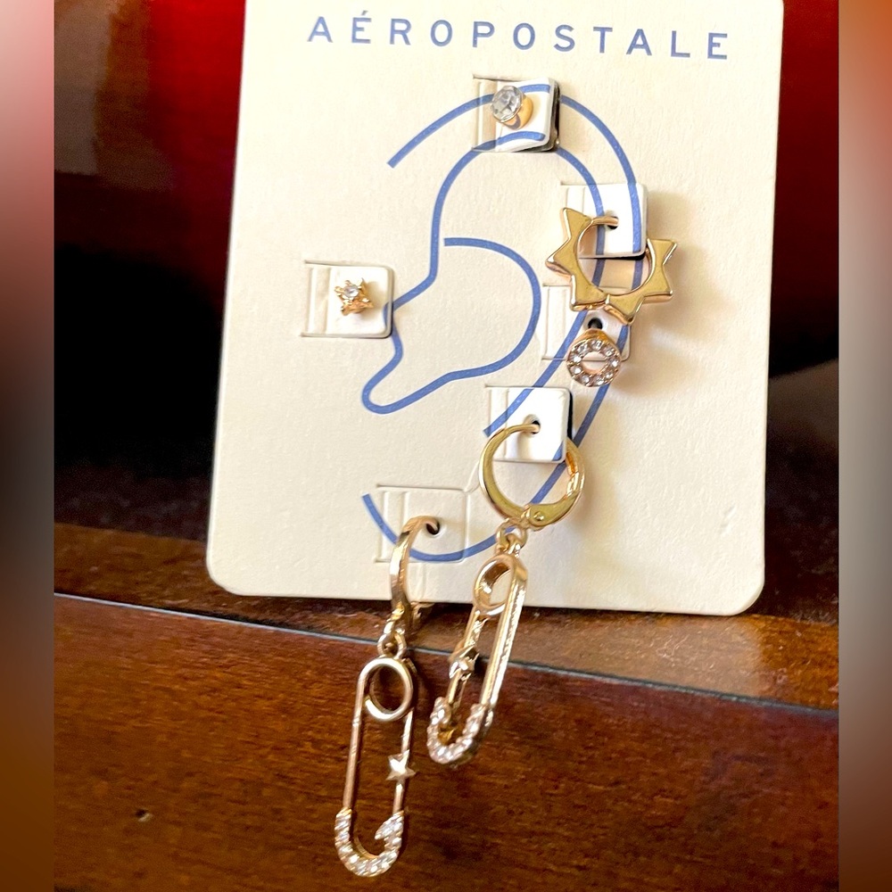 NWT~Aeropostale Gold and Silver Pierced Ear & Nose Accessories Set / 6 pcs incl